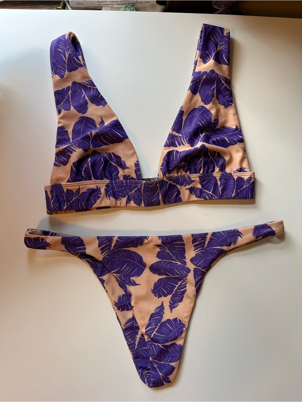 Purple Leaf Print Bikini Set - Women Swim Bikini